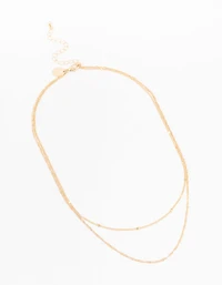 Gold Rope Double Chain Layered Necklace