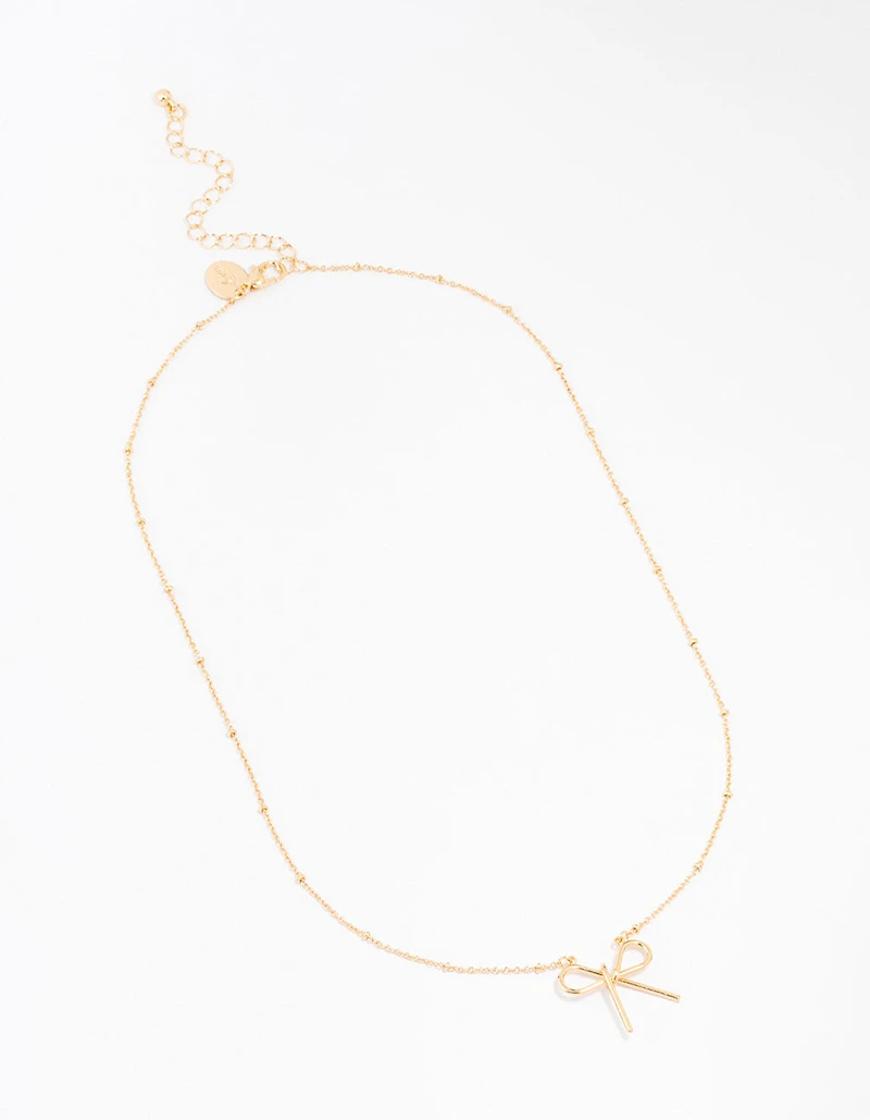Collier à chaîne de boule en or avec arc
