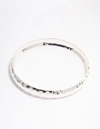 Bracelet martelé argenté mince