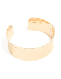 Gold Hammered Open Wrist Cuff