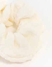 Cream Fabric Seersucker Scrunchie