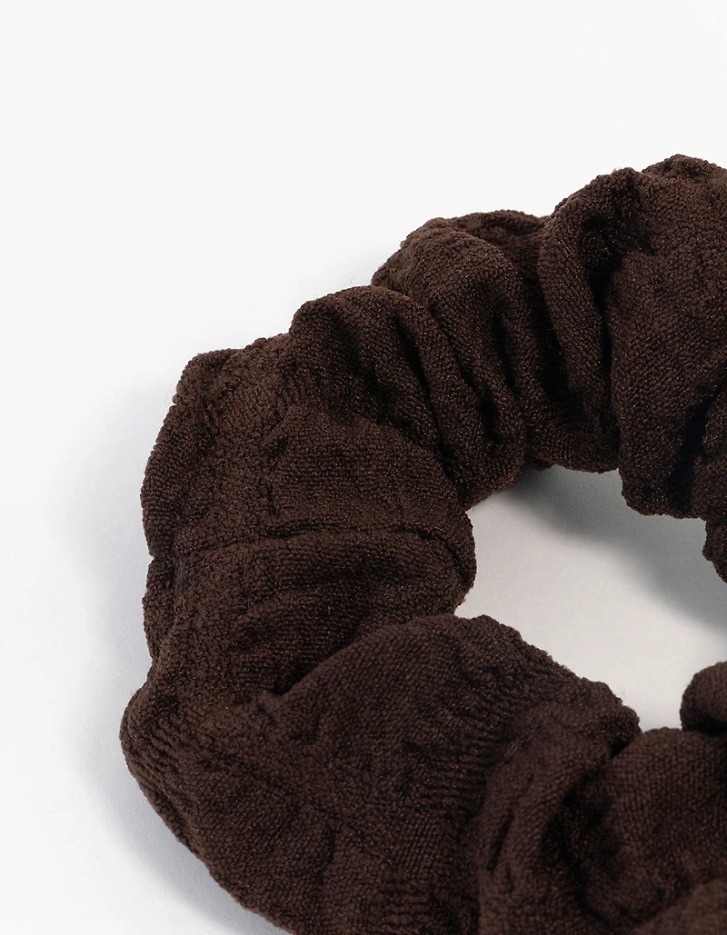 Scrunchie Seersucker en tissu brun