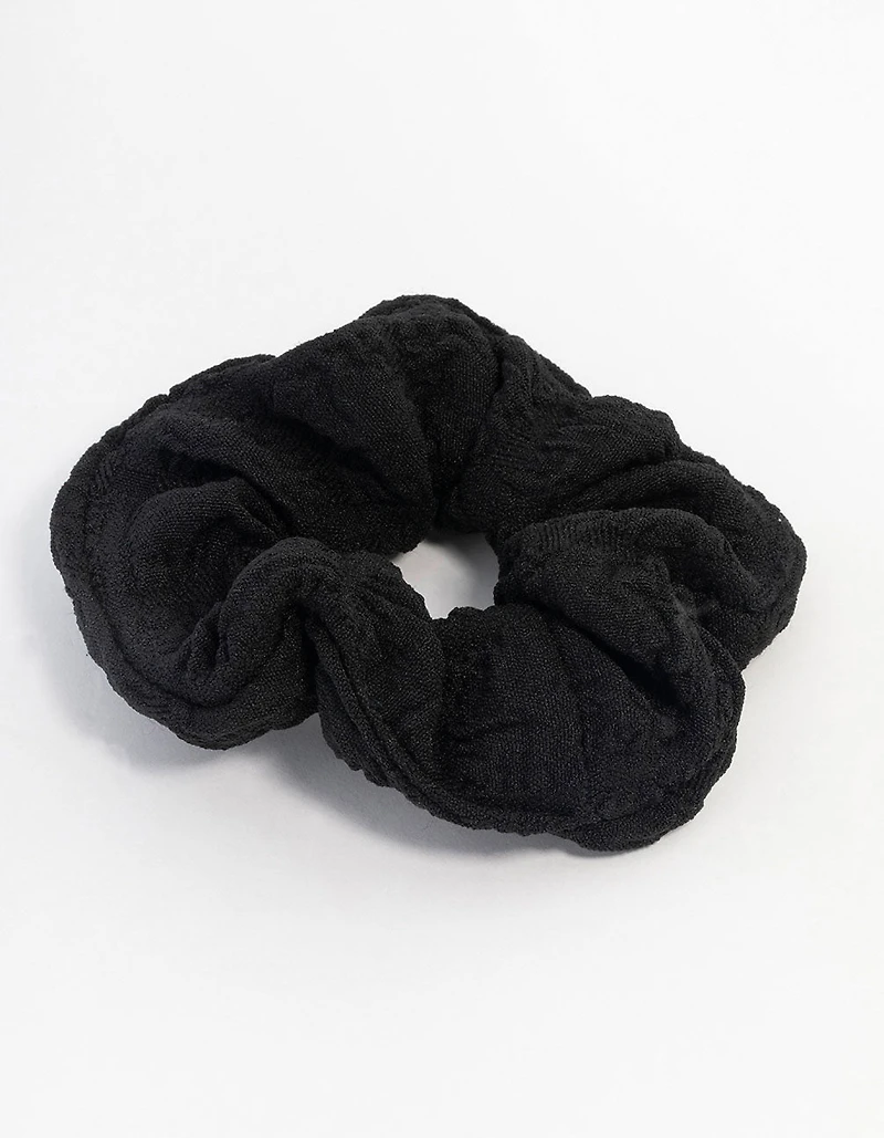 Chouchou-tissu noir Seersucker