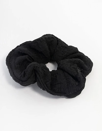 Chouchou-tissu noir Seersucker