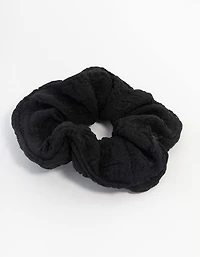 Chouchou-tissu noir Seersucker