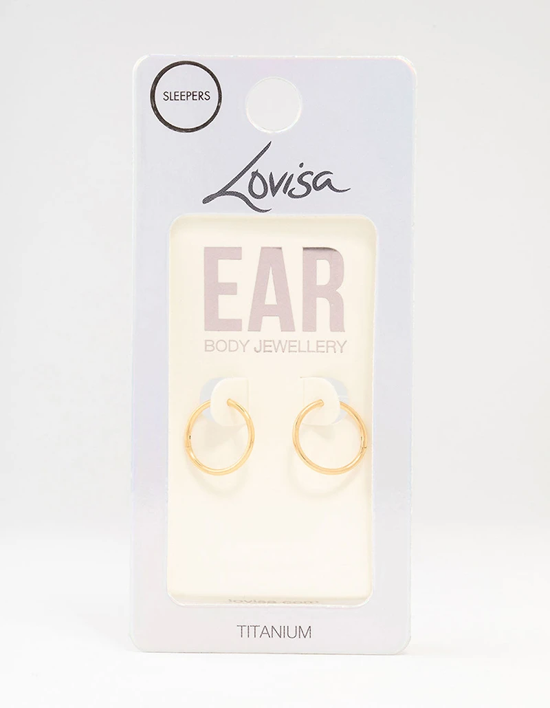 Gold Plated Titanium Sleeper Earrings 12 MM