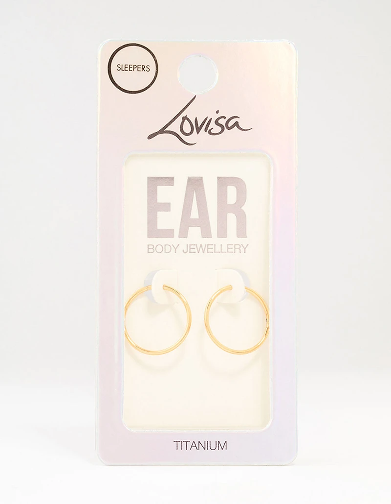 Gold Plated Titanium Sleeper Earrings 16MM