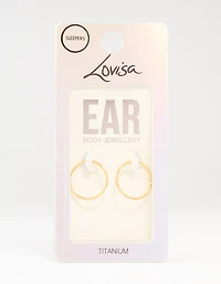 Gold Plated Titanium Sleeper Earrings 16MM