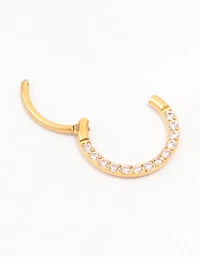 Gold Plated Titanium Cubic Zirconia Clicker Ring
