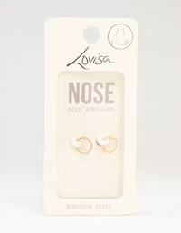 Gold Plated Cubic Zirconia And Spiral Nose 2-Pack