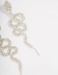 Boucles d’oreilles pendantes en spirale Silver Snake Diamante