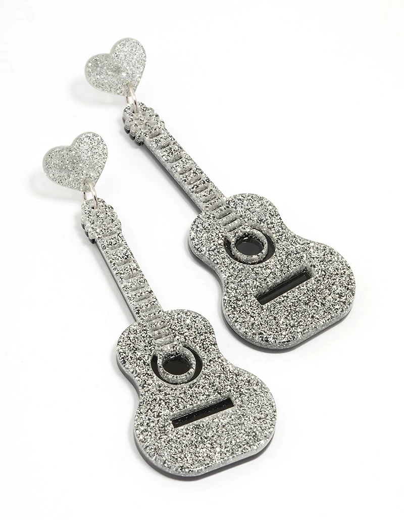 Boucles d’oreilles basses pour guitare en acrylique pailleté