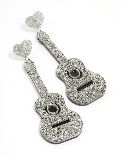 Boucles d’oreilles basses pour guitare en acrylique pailleté