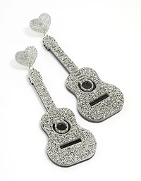 Boucles d’oreilles basses pour guitare en acrylique pailleté