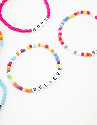 Rainbow Love & Brave Beaded Friendship Bracelet 5-Pack