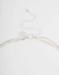 Silver Plated Plain Cross Snake Necklace 2-Pack
