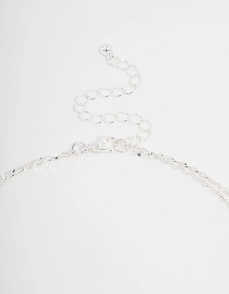 Silver Plated Cubic Zirconia Fine Cross Necklace 2-Pack