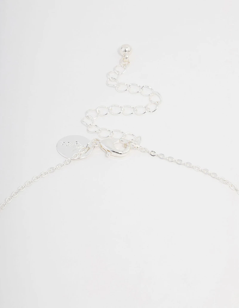 Silver Plated Diamante Cross Necklace & Stud Earrings Set