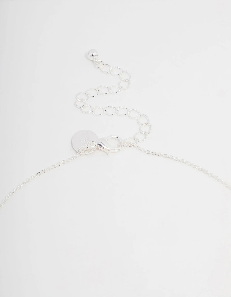 Silver Plated Cubic Zirconia Mini Cross Necklace & Stud Earrings Set