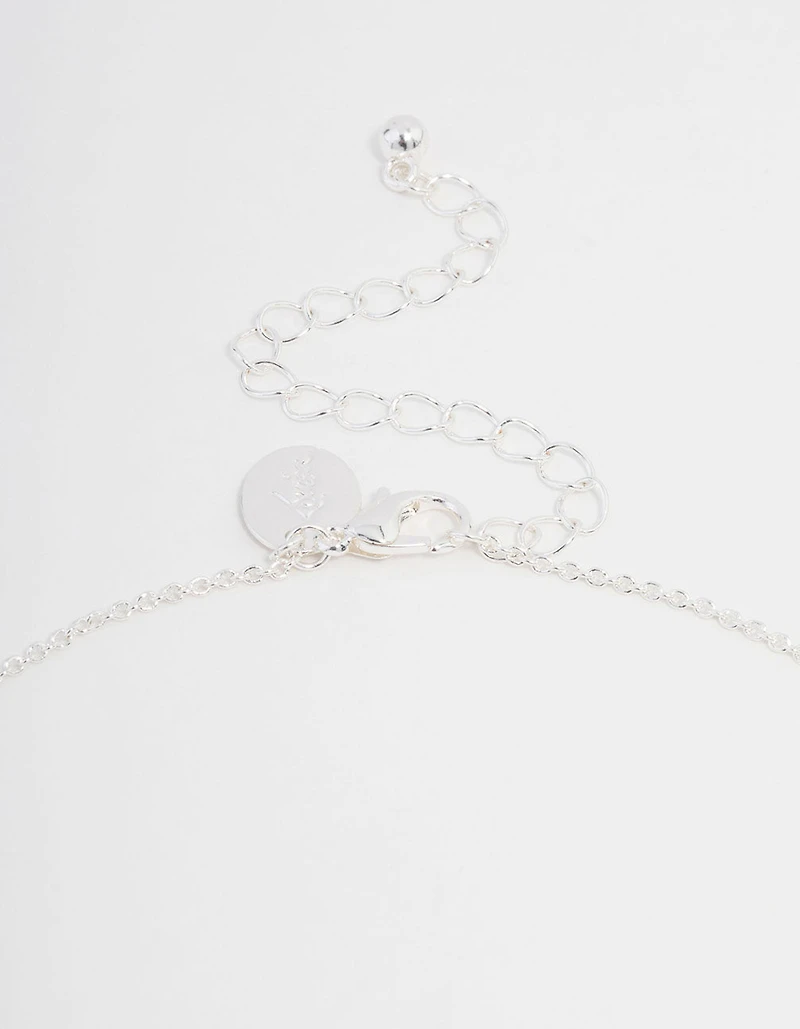 Silver Plated Cubic Zirconia Round Cross Necklace & Stud Earrings Set