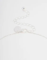 Silver Plated Cubic Zirconia Round Cross Necklace & Stud Earrings Set