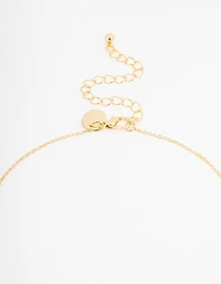 Gold Plated Cubic Zirconia Plain Cross Necklace & Stud Earrings