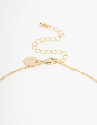 Gold Plated Cubic Zirconia Mary Round Necklace & Stud Earrings Set