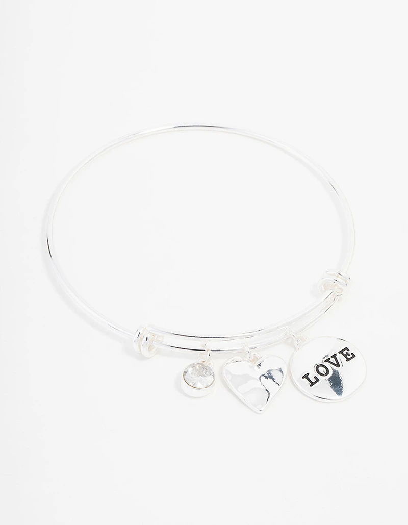 Silver Plated Disc Charm Bangle