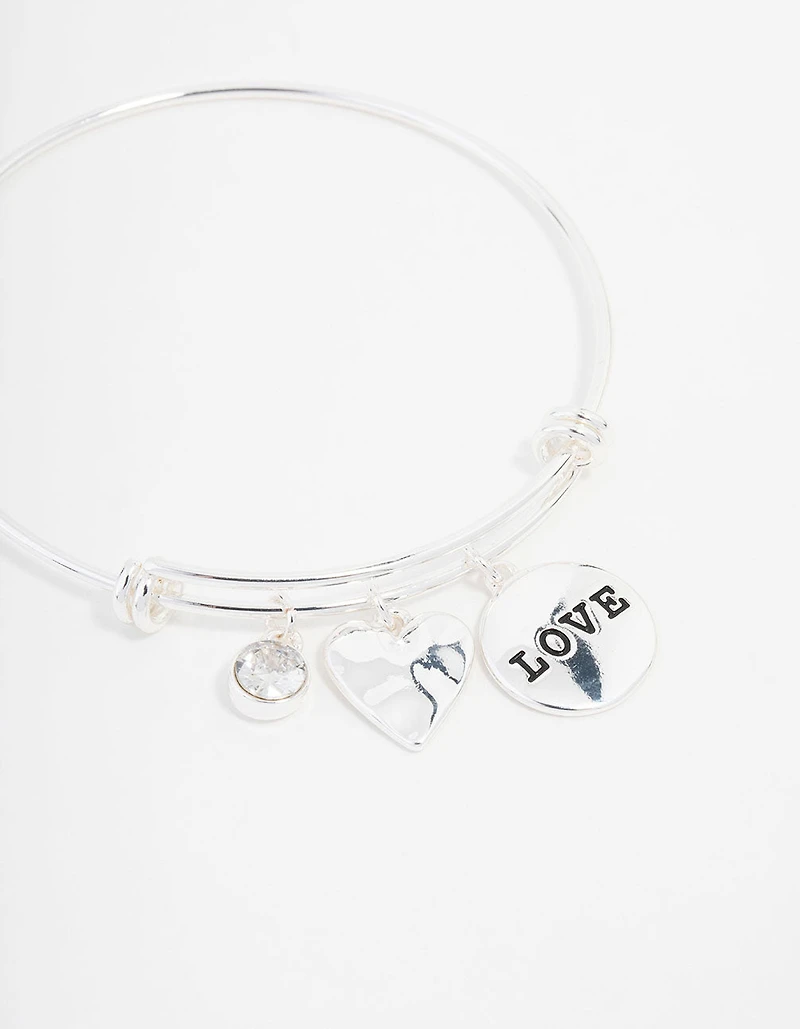 Silver Plated Disc Charm Bangle