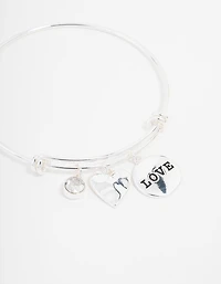 Silver Plated Disc Charm Bangle