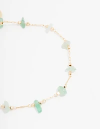 Gold Plated Semi Precious Station Toggle Bracelet