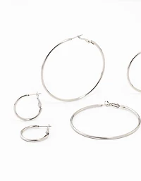 Waterproof Stainless Steel Thin Hoop Earrings 3-Pack