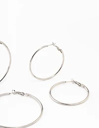 Waterproof Stainless Steel Thin Hoop Earrings 3-Pack