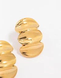 Waterproof Gold Plated Stainless Steel Textured Stud Earrings