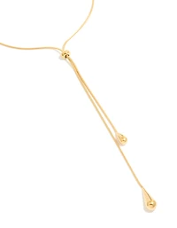 Waterproof Gold Plated Stainless Steel Pull Through Lariat Necklace