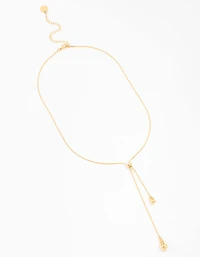 Waterproof Gold Plated Stainless Steel Pull Through Lariat Necklace