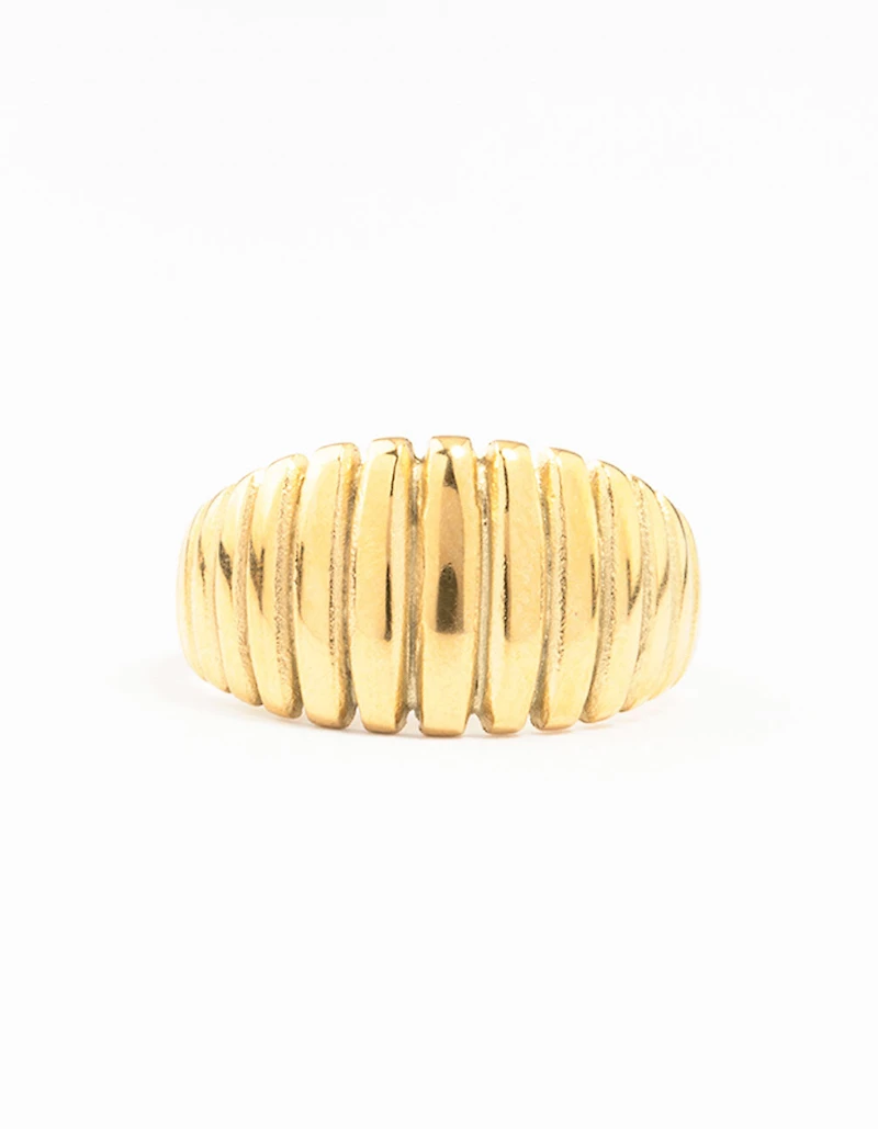 Waterproof Gold Plated Stainless Steel Croissant Cocktail Ring