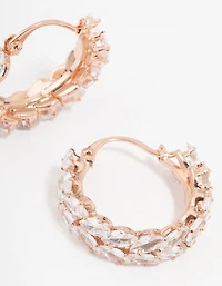 Boucles d'oreilles créoles marquise à chevrons en zircon cubique plaqué or rose