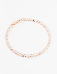 Rose Gold Plated Cubic Zirconia Baguette Tennis Bracelet