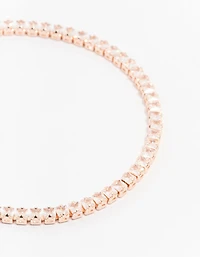 Rose Gold Plated Cubic Zirconia Baguette Tennis Bracelet