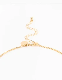 Gold Blue Diamante Y-Necklace