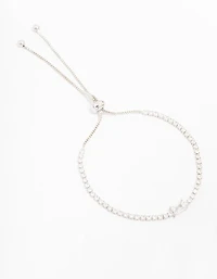 Silver Cubic Zirconia Toggle Bracelet