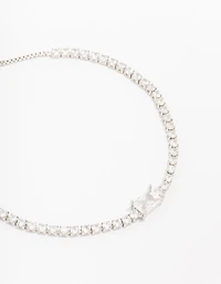 Silver Cubic Zirconia Toggle Bracelet
