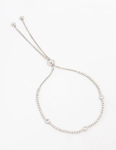 Bracelet à bascule en zircone cubique en argent