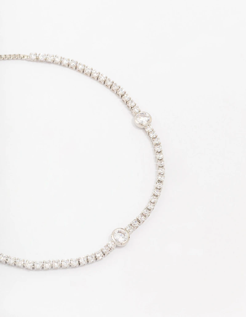 Silver Cubic Zirconia Toggle Bracelet
