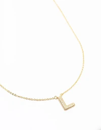 Gold Plated Pave Letter L Necklace