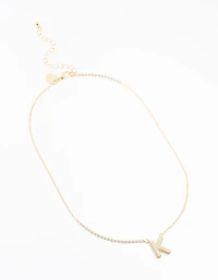 Gold Plated Pave Letter K Necklace