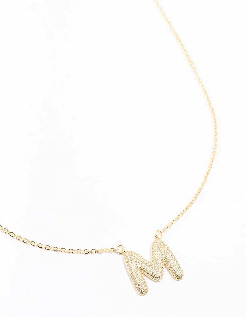 Gold Plated Pave Letter Necklace