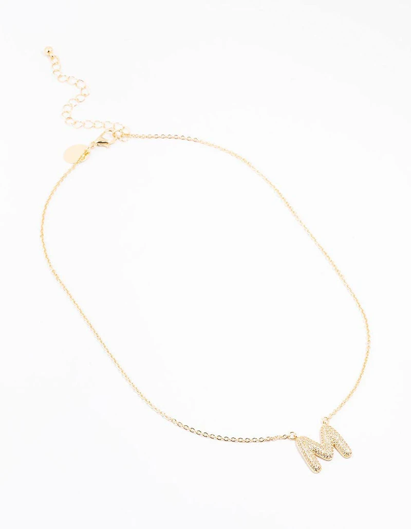 Gold Plated Pave Letter Necklace