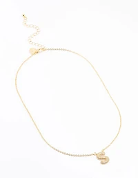 Gold Plated Pave Letter S Necklace